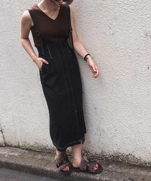 PAGEBOY(ページボーイ)の「配色ステッチサス付きスカート(スカート・レディース・ブラック/ベージュ/カーキ・SMALL/MEDIUM)」の6枚目の写真