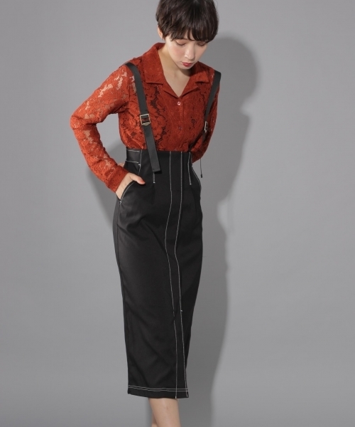 PAGEBOY(ページボーイ)の「配色ステッチサス付きスカート(スカート・レディース・ブラック/ベージュ/カーキ・SMALL/MEDIUM)」の10枚目の写真