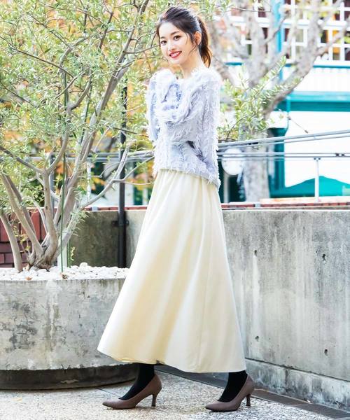 KOBE LETTUCE（コウベレタス）の「ピーチスキンタッチミディ丈フレアスカート（スカート・レディース・ダークグリーン/ブラック/グレイッシュベージュ/マスタード/パープル/ボルドー/アイボリー/ベージュ/ブルー/プラム/レッド・FREE）」の20枚目の写真