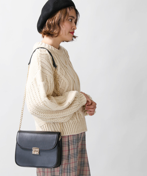 WEGO(ウィゴー)の「WEGO/チェーンショルダーバッグ(ショルダーバッグ・レディース・ブラック/ブラウン/シルバー・FREE)」の5枚目の写真