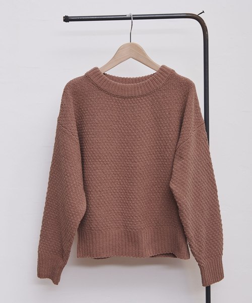 OLIVE des OLIVE（オリーブデオリーブ）の「かるーい ワッフルニット（ニット/セーター・レディース・ブラック/オフホワイト/キャメル/ラベンダー・FREE）」の4枚目の写真