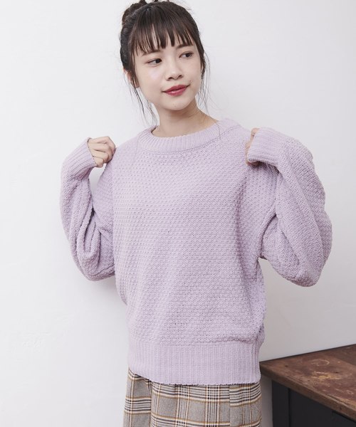 OLIVE des OLIVE（オリーブデオリーブ）の「かるーい ワッフルニット（ニット/セーター・レディース・ブラック/オフホワイト/キャメル/ラベンダー・FREE）」の19枚目の写真