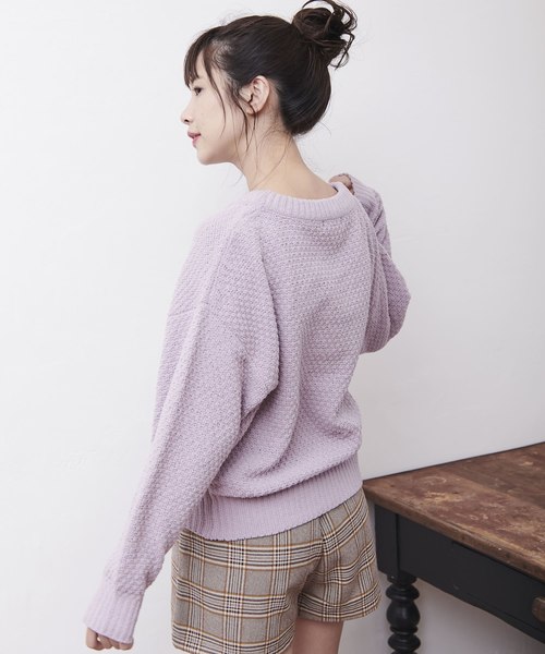 OLIVE des OLIVE（オリーブデオリーブ）の「かるーい ワッフルニット（ニット/セーター・レディース・ブラック/オフホワイト/キャメル/ラベンダー・FREE）」の20枚目の写真