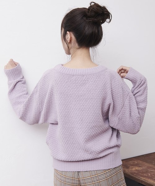 OLIVE des OLIVE（オリーブデオリーブ）の「かるーい ワッフルニット（ニット/セーター・レディース・ブラック/オフホワイト/キャメル/ラベンダー・FREE）」の21枚目の写真