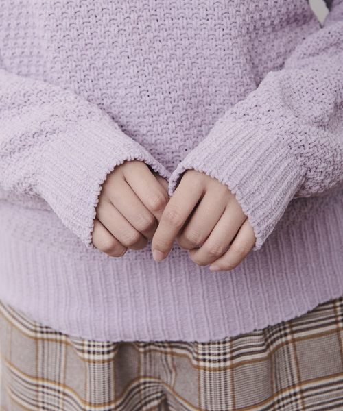 OLIVE des OLIVE（オリーブデオリーブ）の「かるーい ワッフルニット（ニット/セーター・レディース・ブラック/オフホワイト/キャメル/ラベンダー・FREE）」の14枚目の写真