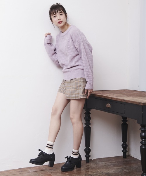 OLIVE des OLIVE（オリーブデオリーブ）の「かるーい ワッフルニット（ニット/セーター・レディース・ブラック/オフホワイト/キャメル/ラベンダー・FREE）」の15枚目の写真