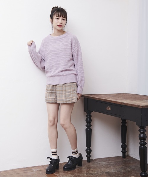 OLIVE des OLIVE（オリーブデオリーブ）の「かるーい ワッフルニット（ニット/セーター・レディース・ブラック/オフホワイト/キャメル/ラベンダー・FREE）」の16枚目の写真