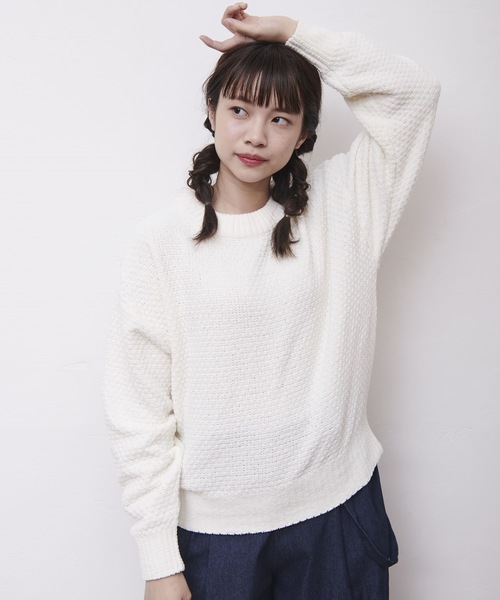 OLIVE des OLIVE（オリーブデオリーブ）の「かるーい ワッフルニット（ニット/セーター・レディース・ブラック/オフホワイト/キャメル/ラベンダー・FREE）」の17枚目の写真