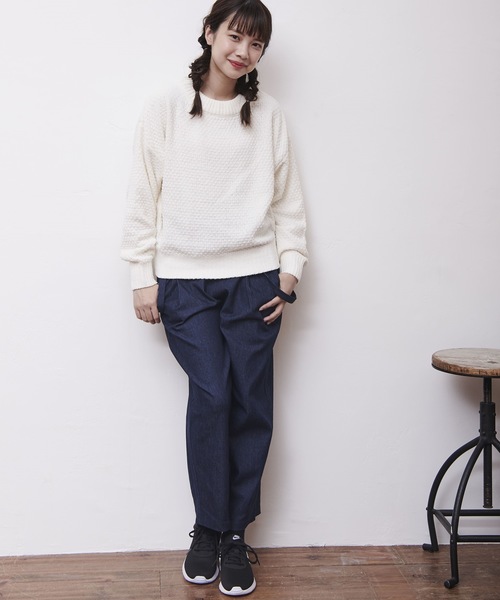 OLIVE des OLIVE（オリーブデオリーブ）の「かるーい ワッフルニット（ニット/セーター・レディース・ブラック/オフホワイト/キャメル/ラベンダー・FREE）」の7枚目の写真