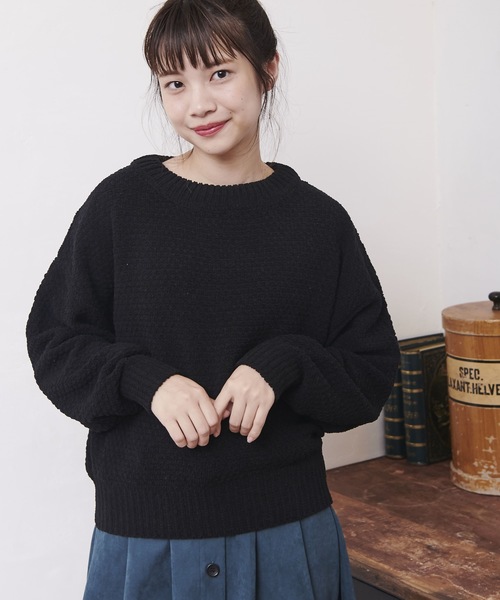 OLIVE des OLIVE（オリーブデオリーブ）の「かるーい ワッフルニット（ニット/セーター・レディース・ブラック/オフホワイト/キャメル/ラベンダー・FREE）」の10枚目の写真