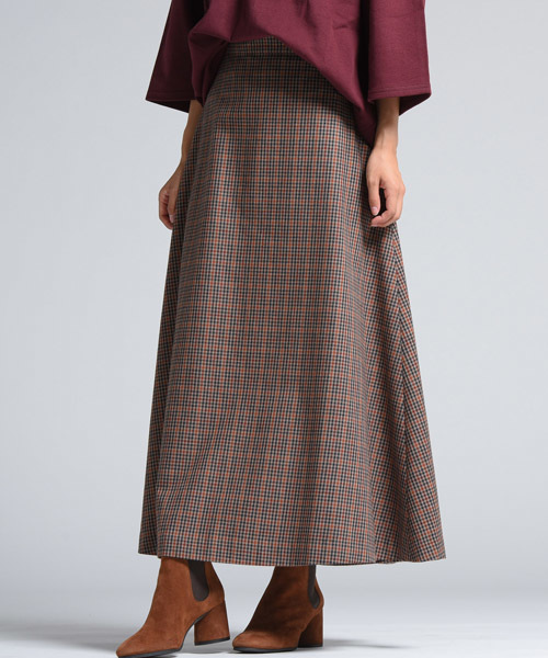 LIPSTAR（リップスター）の「チェックAラインフレアスカート（スカート・レディース・ブラウン/ブラウン系その他2・M）」の2枚目の写真