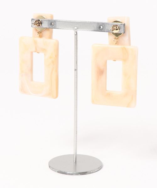 KOBE LETTUCE（コウベレタス）の「マーブルスクエアボリュームピアス（ピアス（両耳用）・レディース・アイボリー/ブラウン・FREE）」の3枚目の写真