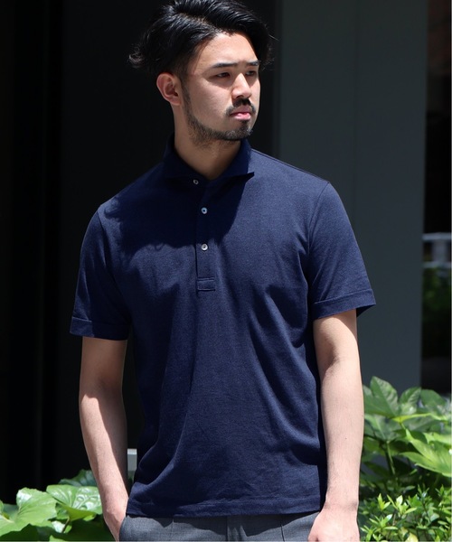 EDIFICE（エディフィス）の「メランジシルケットテンジク カッタウェイ（ポロシャツ・メンズ・ホワイト/チャコールグレー/ブラウン/ブルー系その他・LARGE/MEDIUM/SMALL/X-LARGE）」の4枚目の写真