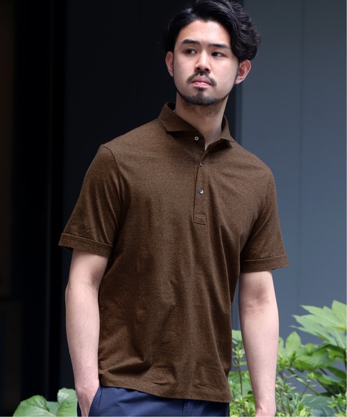 EDIFICE（エディフィス）の「メランジシルケットテンジク カッタウェイ（ポロシャツ・メンズ・ホワイト/チャコールグレー/ブラウン/ブルー系その他・LARGE/MEDIUM/SMALL/X-LARGE）」の3枚目の写真