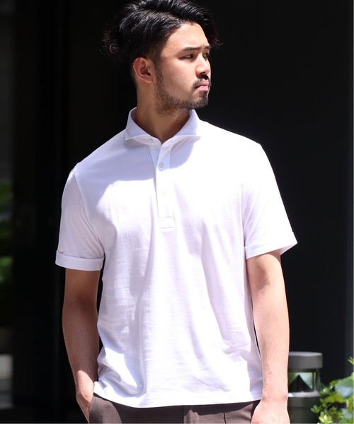 EDIFICE（エディフィス）の「メランジシルケットテンジク カッタウェイ（ポロシャツ・メンズ・ホワイト/チャコールグレー/ブラウン/ブルー系その他・LARGE/MEDIUM/SMALL/X-LARGE）」の2枚目の写真