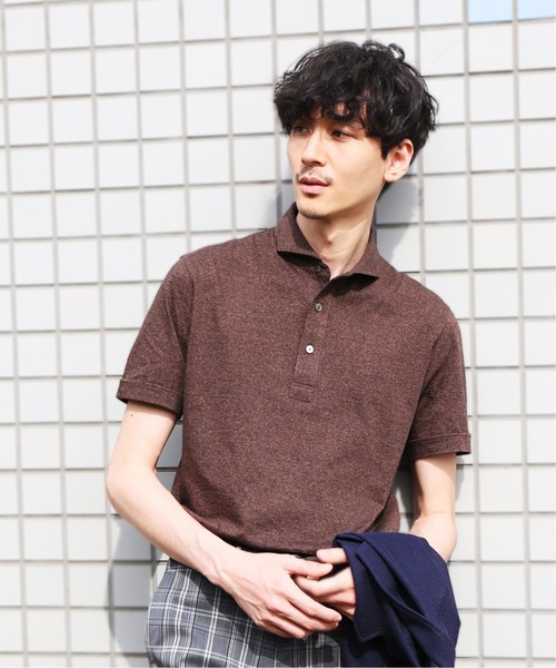 EDIFICE（エディフィス）の「メランジシルケットテンジク カッタウェイ（ポロシャツ・メンズ・ホワイト/チャコールグレー/ブラウン/ブルー系その他・LARGE/MEDIUM/SMALL/X-LARGE）」の13枚目の写真