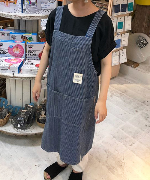 COCO WALK（ココウォーク）の「coco walk ココウォーク　デニムH型エプロン（エプロン・レディース・ネイビー/ブルー/ストライプ・FREE）」の10枚目の写真