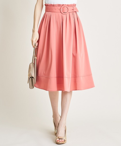 tocco closet（トッコ　クローゼット）の「ベルト付きウエストプチフリル装飾フレアスカート（スカート・レディース・チャコールグレー/ブルーグレー/モカ/ピンク系その他/グリーン系その他/コーラルピンク/ネイビー/ラベンダー/ベージュ/グレー系その他・M/L）」の10枚目の写真