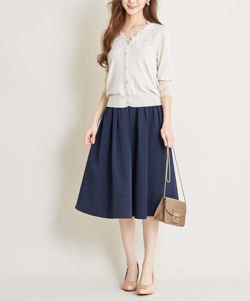 tocco closet（トッコ　クローゼット）の「ベルト付きウエストプチフリル装飾フレアスカート（スカート・レディース・チャコールグレー/ブルーグレー/モカ/ピンク系その他/グリーン系その他/コーラルピンク/ネイビー/ラベンダー/ベージュ/グレー系その他・M/L）」の12枚目の写真