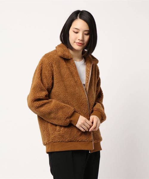 Bling Leads（ブリングリーズ）の「/Bling Leads/ボアジャケット（ブルゾン・レディース・ホワイト/ブラック/ベージュ/ブラック系その他/キャメル/ダークグリーン/ライトパープル/カーキ・MEDIUM/LARGE/X-LARGE）」の12枚目の写真