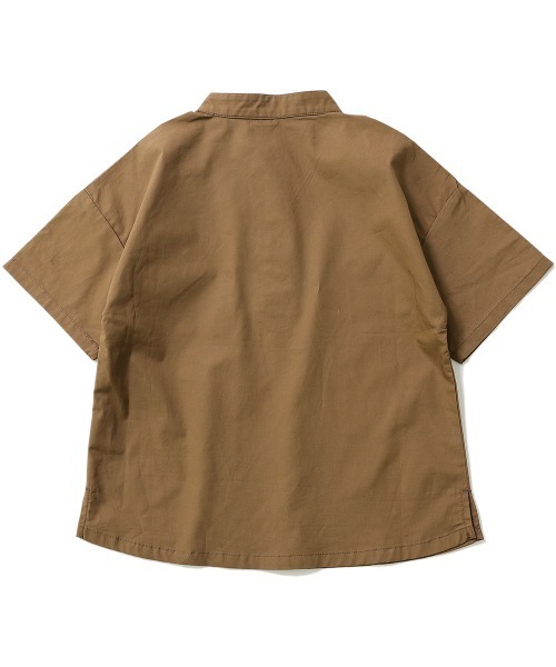 devirock(デビロック)の「スタンドカラー半袖シャツ(シャツ/ブラウス・キッズ・ライトブラウン/テラコッタ/ネイビー・140cm/120cm/130cm/150cm/110cm/100cm/160cm)」の8枚目の写真