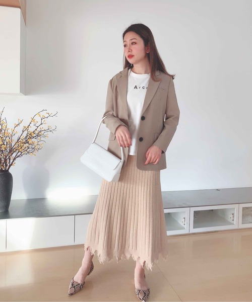 Leja（レジャ）の「リブフリンジAラインスカート（スカート・レディース・ベージュ/ブラウン/グレー・FREE）」の16枚目の写真