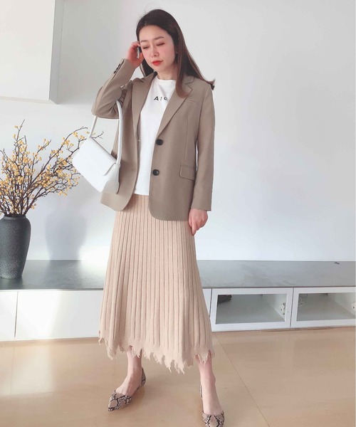 Leja（レジャ）の「リブフリンジAラインスカート（スカート・レディース・ベージュ/ブラウン/グレー・FREE）」の12枚目の写真