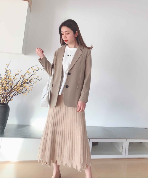 Leja（レジャ）の「リブフリンジAラインスカート（スカート・レディース・ベージュ/ブラウン/グレー・FREE）」の6枚目の写真