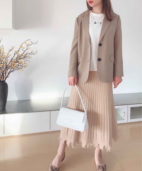 Leja（レジャ）の「リブフリンジAラインスカート（スカート・レディース・ベージュ/ブラウン/グレー・FREE）」の4枚目の写真