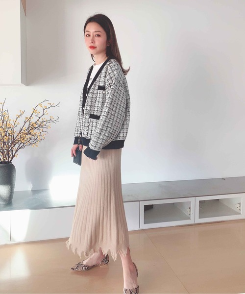 Leja（レジャ）の「リブフリンジAラインスカート（スカート・レディース・ベージュ/ブラウン/グレー・FREE）」の9枚目の写真