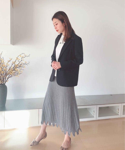 Leja（レジャ）の「リブフリンジAラインスカート（スカート・レディース・ベージュ/ブラウン/グレー・FREE）」の11枚目の写真