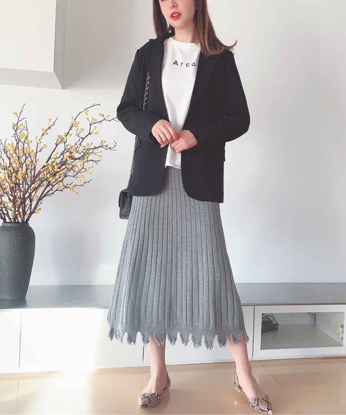 Leja（レジャ）の「リブフリンジAラインスカート（スカート・レディース・ベージュ/ブラウン/グレー・FREE）」の17枚目の写真