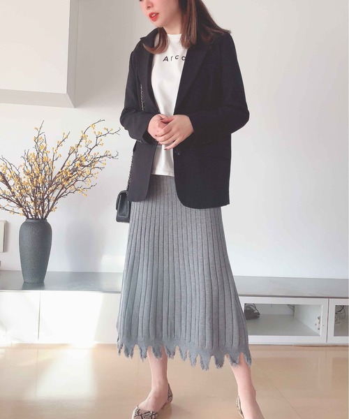 Leja（レジャ）の「リブフリンジAラインスカート（スカート・レディース・ベージュ/ブラウン/グレー・FREE）」の13枚目の写真