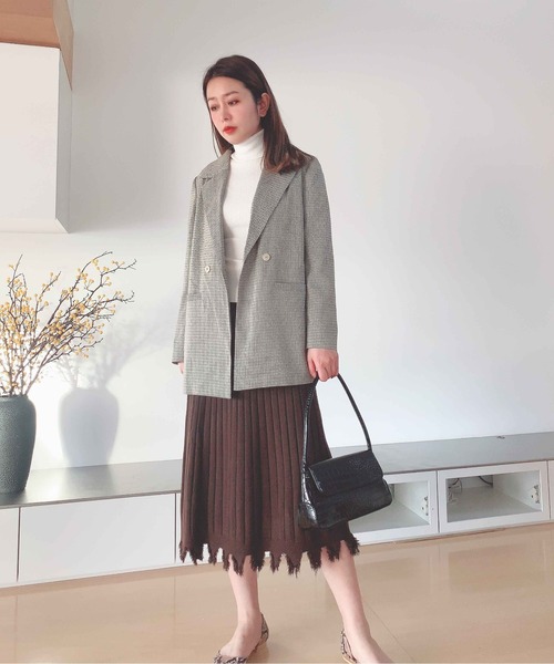 Leja（レジャ）の「リブフリンジAラインスカート（スカート・レディース・ベージュ/ブラウン/グレー・FREE）」の7枚目の写真