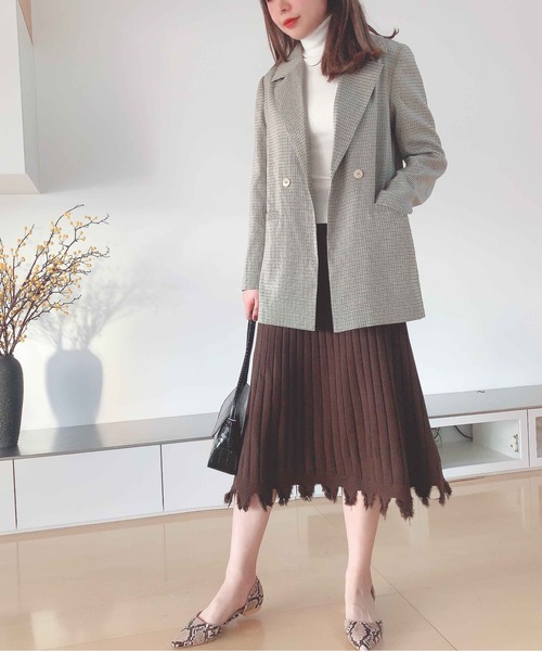 Leja（レジャ）の「リブフリンジAラインスカート（スカート・レディース・ベージュ/ブラウン/グレー・FREE）」の15枚目の写真