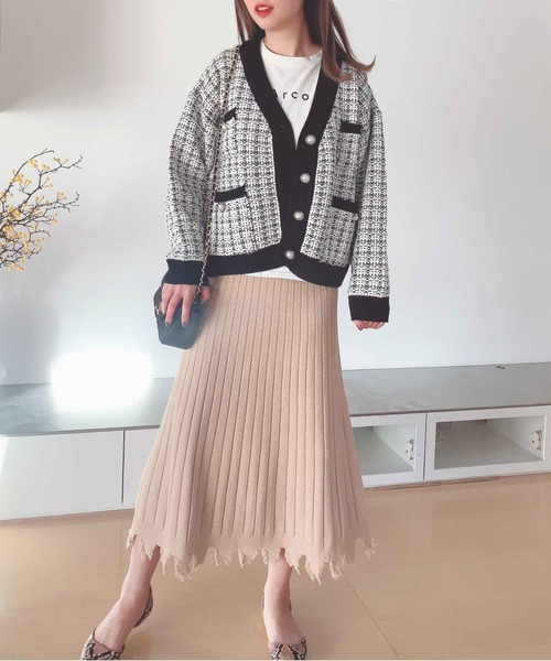 Leja（レジャ）の「リブフリンジAラインスカート（スカート・レディース・ベージュ/ブラウン/グレー・FREE）」の14枚目の写真