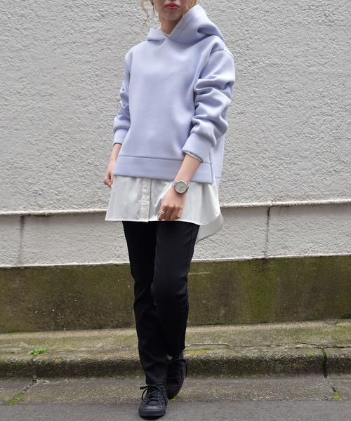 Ambre Neige（アンブルネージュ）の「パウダリーポンチフーディパーカー/ラフィヌモンパーカー/ラフィヌモンシリーズ【WEB/EC限定商品】（パーカー・レディース・ブラック/オフホワイト/サックスブルー/モカ・FREE）」の17枚目の写真