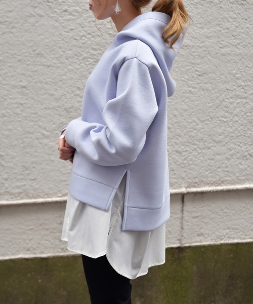 Ambre Neige（アンブルネージュ）の「パウダリーポンチフーディパーカー/ラフィヌモンパーカー/ラフィヌモンシリーズ【WEB/EC限定商品】（パーカー・レディース・ブラック/オフホワイト/サックスブルー/モカ・FREE）」の15枚目の写真