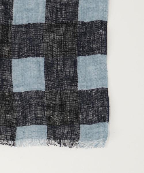 THE STATION STORE（ザ ステーション ストア）の「＜MARFA＞ダブルライン リネンストール（ストール/ショール・レディース・ベージュ/ライトブルー・FREE）」の3枚目の写真