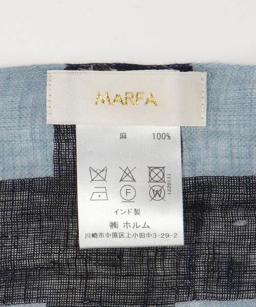 THE STATION STORE（ザ ステーション ストア）の「＜MARFA＞ダブルライン リネンストール（ストール/ショール・レディース・ベージュ/ライトブルー・FREE）」の4枚目の写真