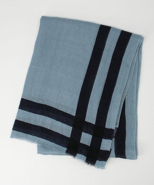 THE STATION STORE（ザ ステーション ストア）の「＜MARFA＞ダブルライン リネンストール（ストール/ショール・レディース・ベージュ/ライトブルー・FREE）」の6枚目の写真