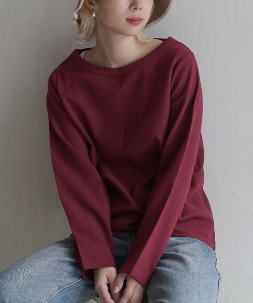 zootie（ズーティー）の「ふっくらカットソー スタンダード（Tシャツ/カットソー・レディース・ライトブルー/グリーン系その他/マスタード/オフホワイト/チャコール/ブラック/スモークピンク/グリーン/ベージュ/ホワイト/ライトグレー/ライム/モカ/ネイビー/オレンジ/ラベンダー/グレイッシュブルー/イエロー系その他/ブラウン系その他/ワインレッド・M/L）」の19枚目の写真