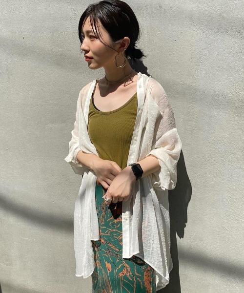 Kastane - シャイニーシフォンビッグシャツ❤︎イエロー 1450597054.jpg?1642063412