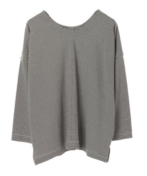AMERICAN HOLIC（アメリカンホリック）の「バックV2WAYカットボーダープルオーバー　＊〇（Tシャツ/カットソー・レディース・ブラック/カーキ/ブルー/アイボリー/モカ・FREE）」の16枚目の写真