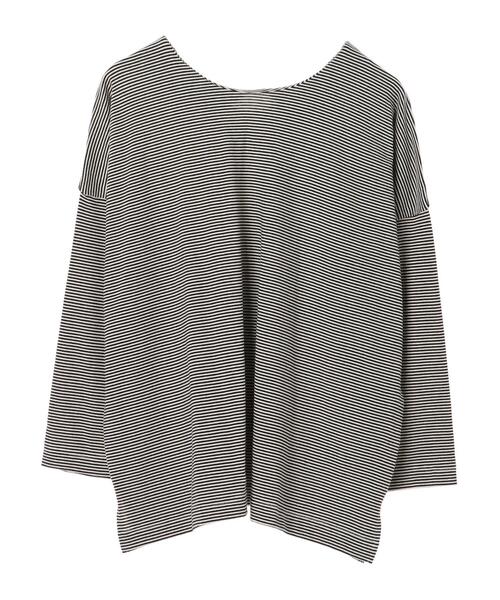 AMERICAN HOLIC（アメリカンホリック）の「バックV2WAYカットボーダープルオーバー　＊〇（Tシャツ/カットソー・レディース・ブラック/カーキ/ブルー/アイボリー/モカ・FREE）」の21枚目の写真