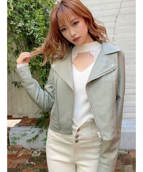 RESEXXY（リゼクシー）の「ライダースジャケット（ライダースジャケット・レディース・アイボリー/ブラック/ミント・FREE）」の13枚目の写真