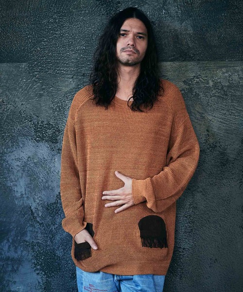glamb（グラム）の「Fringe piping knit / フリンジパイピングニット（ニット/セーター・メンズ・ブラック/ブラウン・S/M/L）」の2枚目の写真