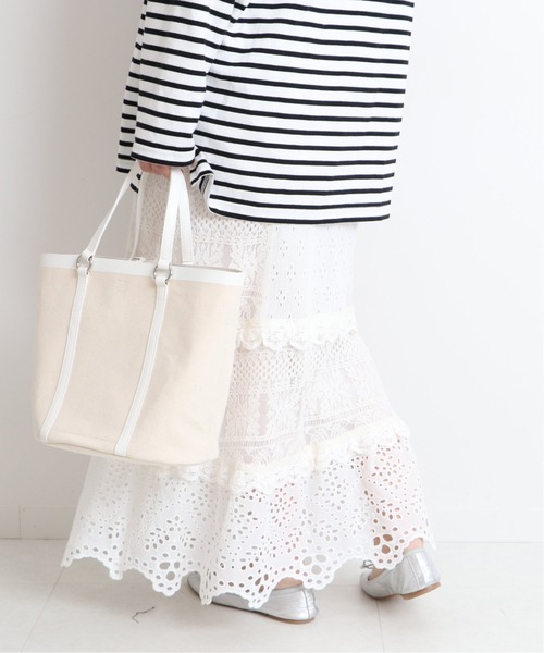 SLOBE IENA（スローブイエナ）の「SLOBE IENA 2wayキャンバストートバッグ◆（トートバッグ・レディース・ホワイト/ブラウン・FREE）」の19枚目の写真