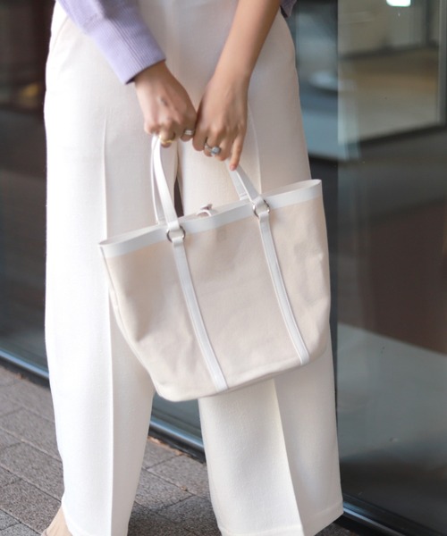 SLOBE IENA（スローブイエナ）の「SLOBE IENA 2wayキャンバストートバッグ◆（トートバッグ・レディース・ホワイト/ブラウン・FREE）」の5枚目の写真