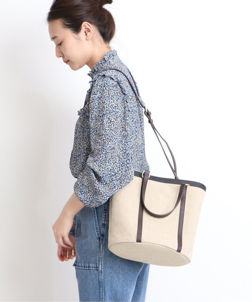 SLOBE IENA（スローブイエナ）の「SLOBE IENA 2wayキャンバストートバッグ◆（トートバッグ・レディース・ホワイト/ブラウン・FREE）」の6枚目の写真